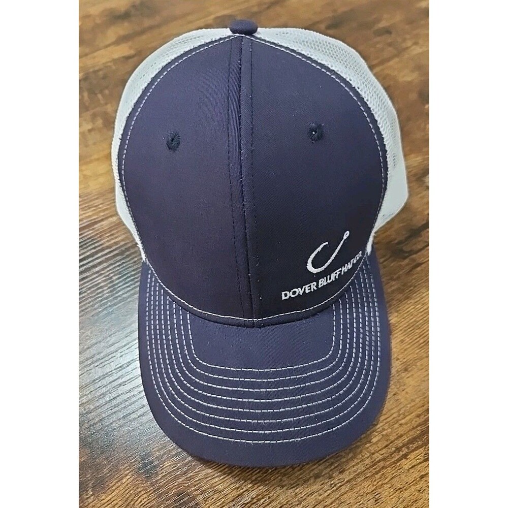 Dover Bluff Hat Co. Fishing Hook Trucker Hat Navy White Snapback